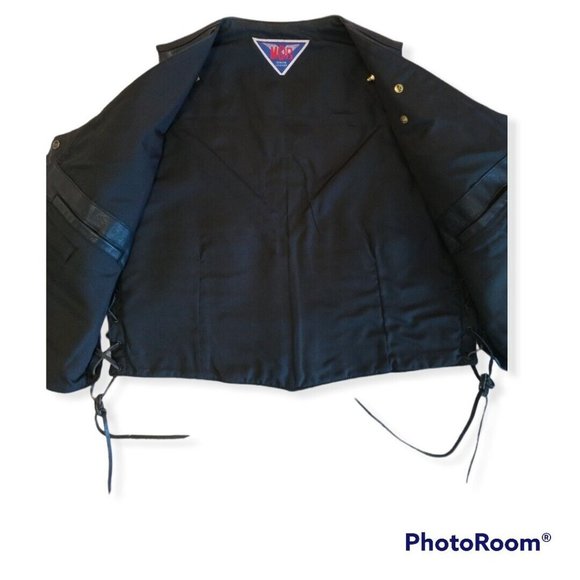 Women's MOB Rose Fringed Leather Vest with Suede Inserts and Pins - Picture 9 of 11